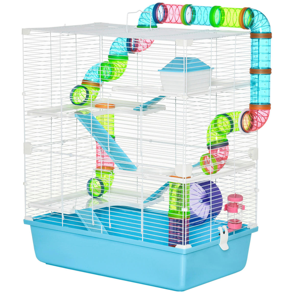 PawHut Kleintierkäfig hellblau Stahl B/H/L: ca. 36x69x59 cm Kleintierkäfig - hellblau/weiß (59,00/36,00/69,00cm) - PawHut