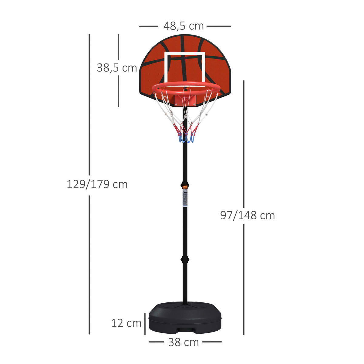 SPORTNOW Basketballständer braun Stahl B/H/L: ca. 38x179x38 cm Basketballständer - braun/schwarz (38,00/38,00/179,00cm) - SPORTNOW
