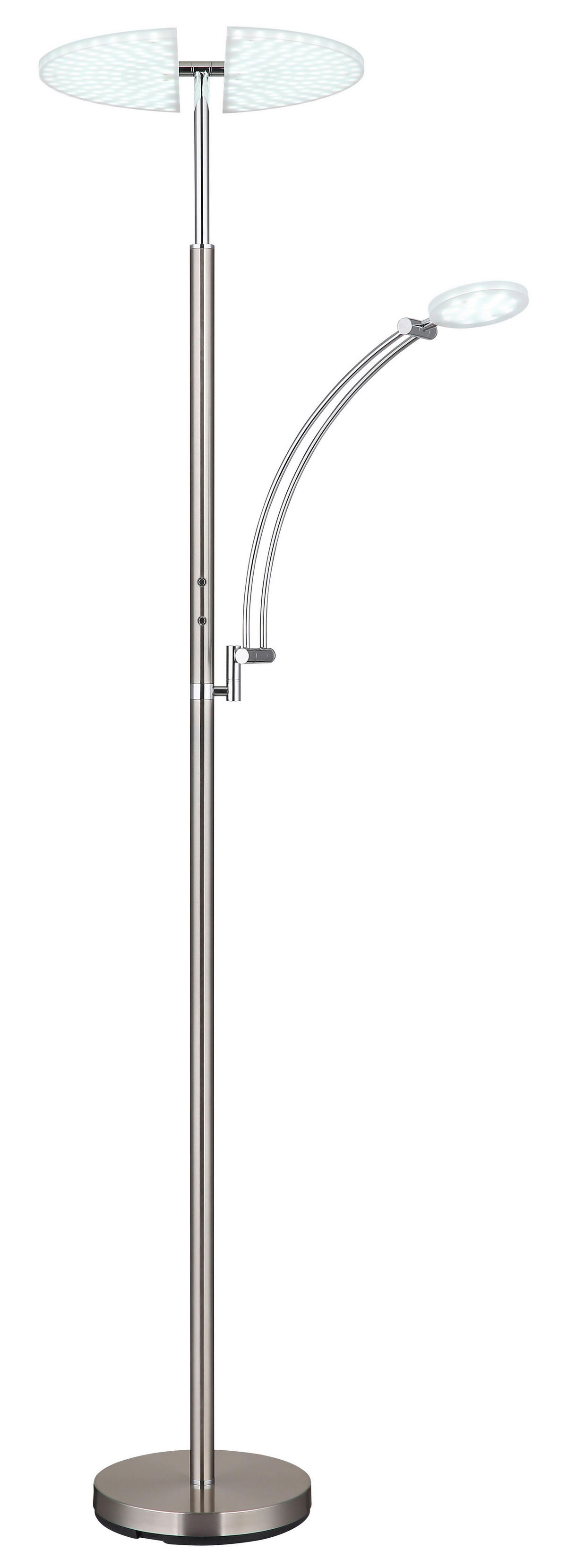 GLOBO LED-Deckenfluter nickel matt Chrom Kunststoff Metall B/H/T: ca. 80x183x40,5 cm 1 Brennstellen TIRANA - nickel matt/Chrom (80,00/183,00/40,50cm) - GLOBO