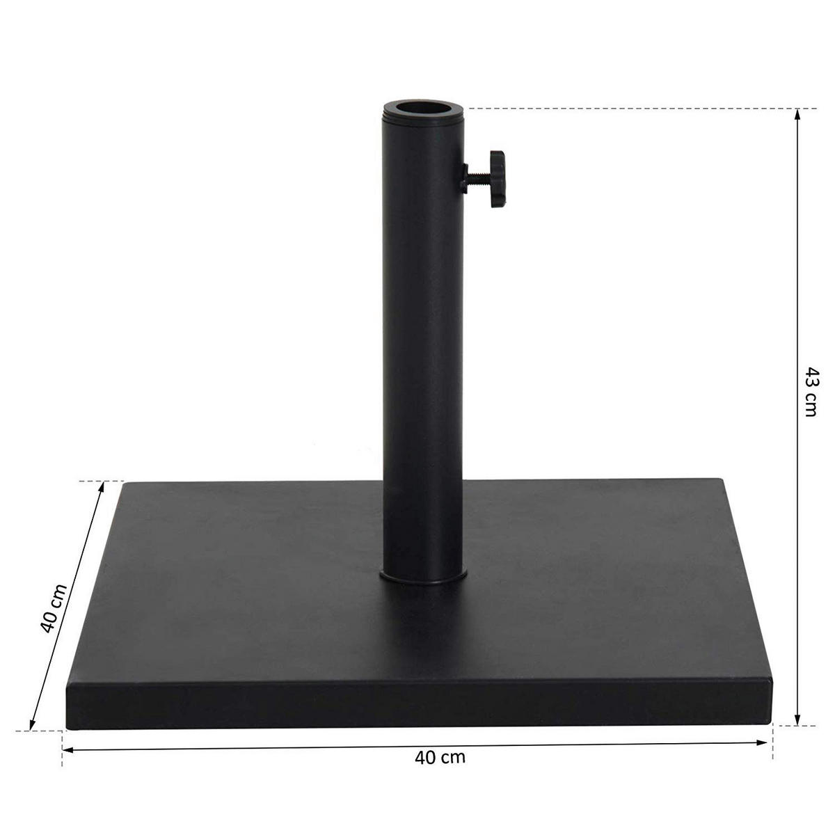 Outsunny Sonnenschirmständer schwarz Metall B/H/L: ca. 40x43x40 cm Sonnenschirmständer - schwarz (40,00/40,00/43,00cm) - Outsunny
