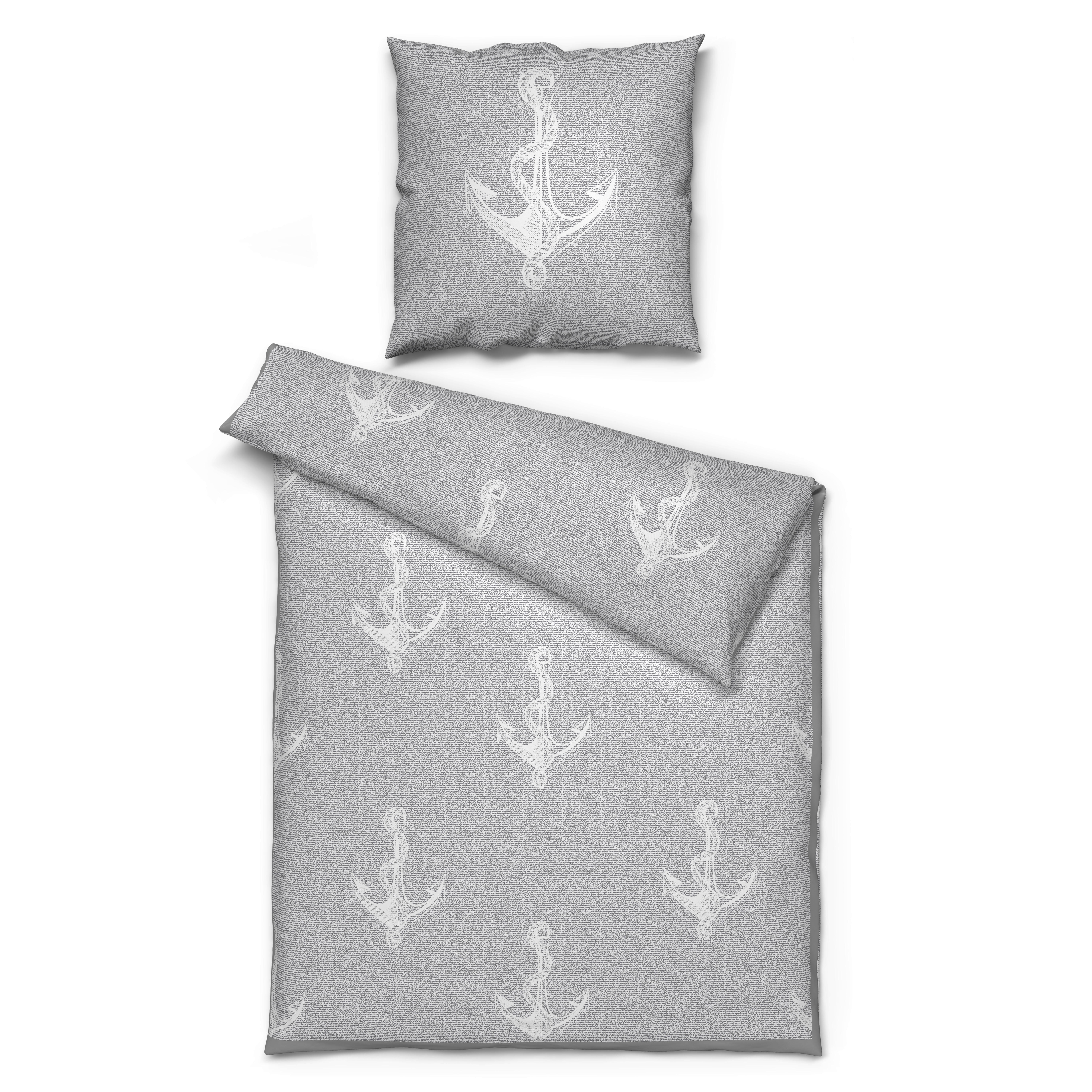 Baumwoll Bettwäsche Renforce Bettwäsche-Renforce_Maritim silber - silber (135,00/200,00cm)
