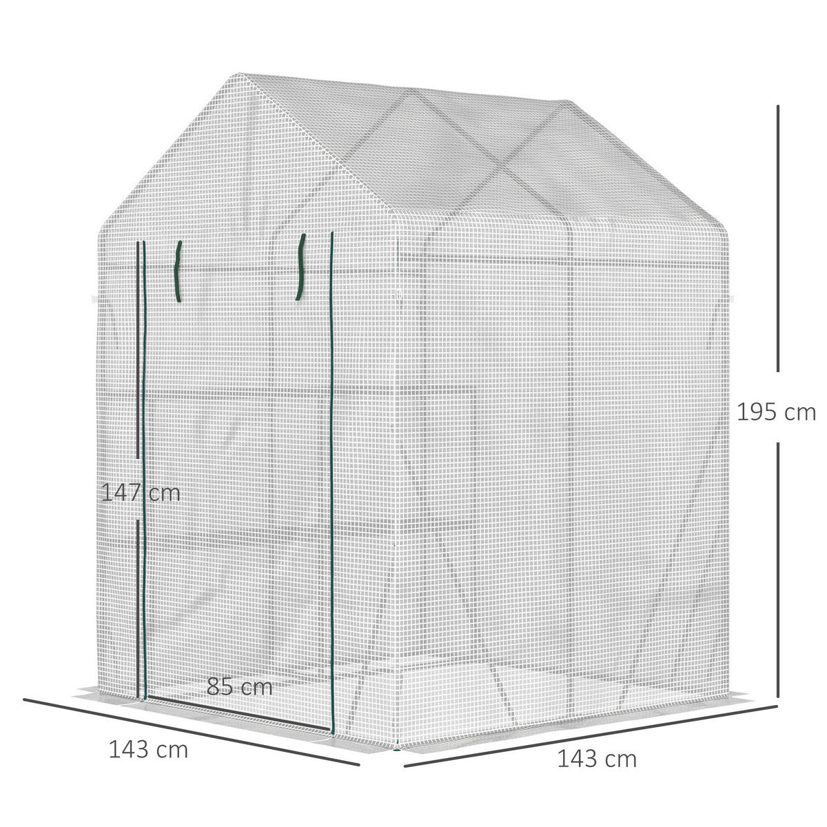 Outsunny Gewächshaus B/H/L: ca. 143x195x143 cm Gewächshaus - weiß (143,00/143,00/195,00cm) - Outsunny