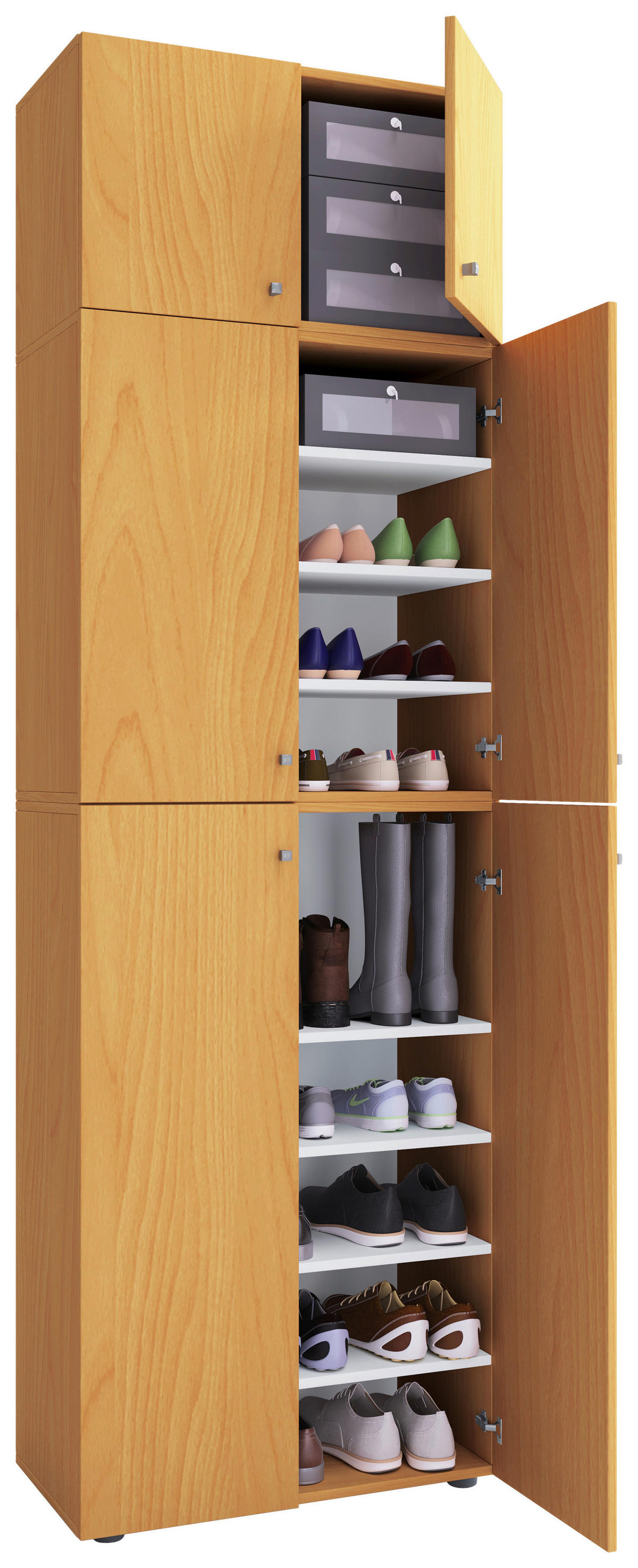 Schuhschrank Lona buche Nachbildung weiß B/H/T: ca. 70x223x39 cm Lona - weiß/buche (70,00/223,00/39,00cm) - VCM Möbel