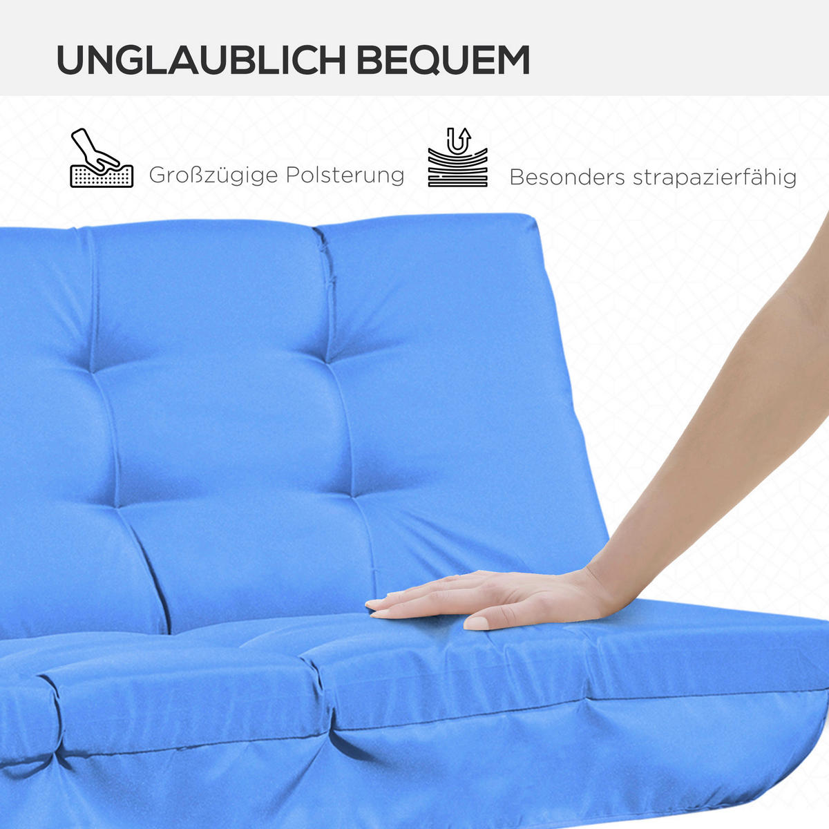 Outsunny Sitzkissen blau Polyester B/H/L: ca. 100x8x170 cm Sitzkissen - blau (170,00/100,00/8,00cm) - Outsunny