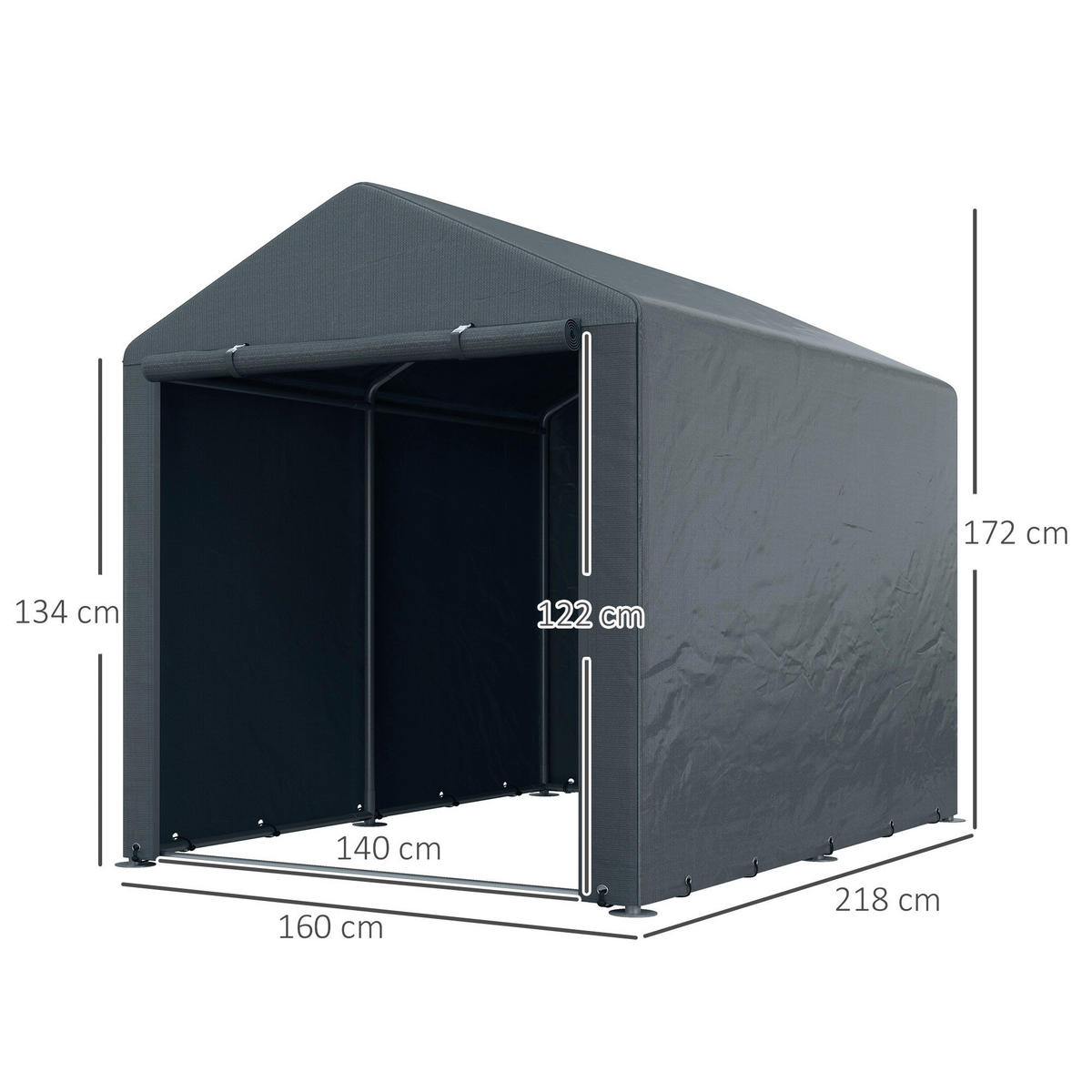 Outsunny Garagenzelt dunkelgrau Polyester B/H/L: ca. 218x172x160 cm Garagenzelt - dunkelgrau (160,00/218,00/172,00cm) - Outsunny