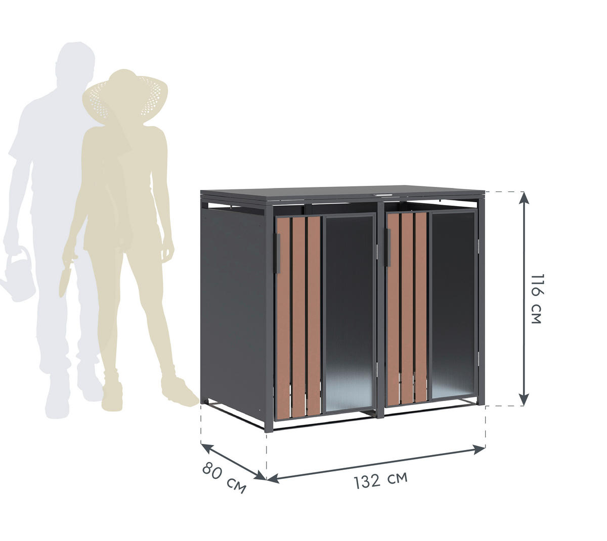 Westmann Mülltonnenbox Status anthrazit B/H/L: ca. 132x116x80 cm Status - anthrazit (80,00/132,00/116,00cm) - Westmann