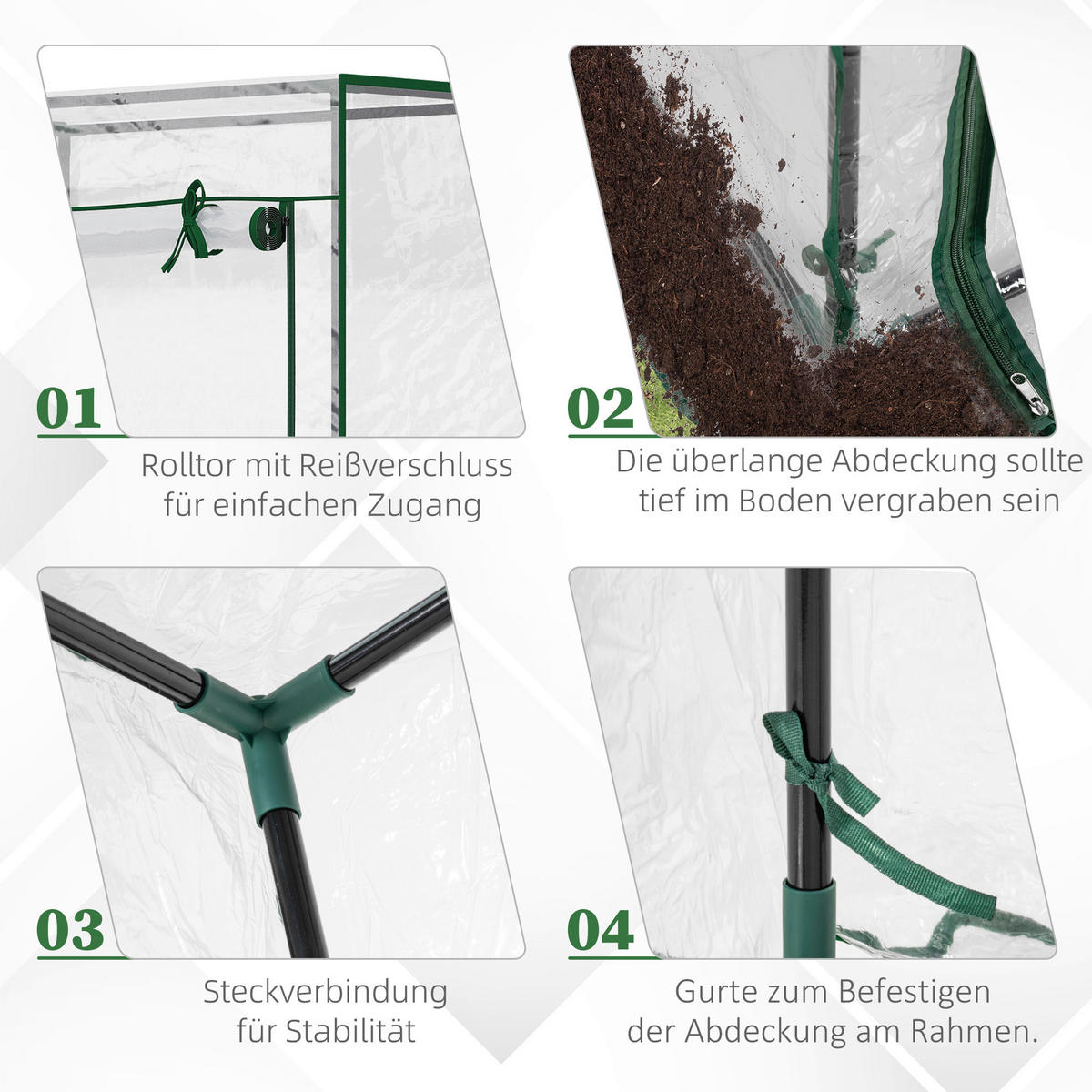 Outsunny Gewächshaus B/H/L: ca. 50x150x100 cm Gewächshaus - transparent (100,00/50,00/150,00cm) - Outsunny