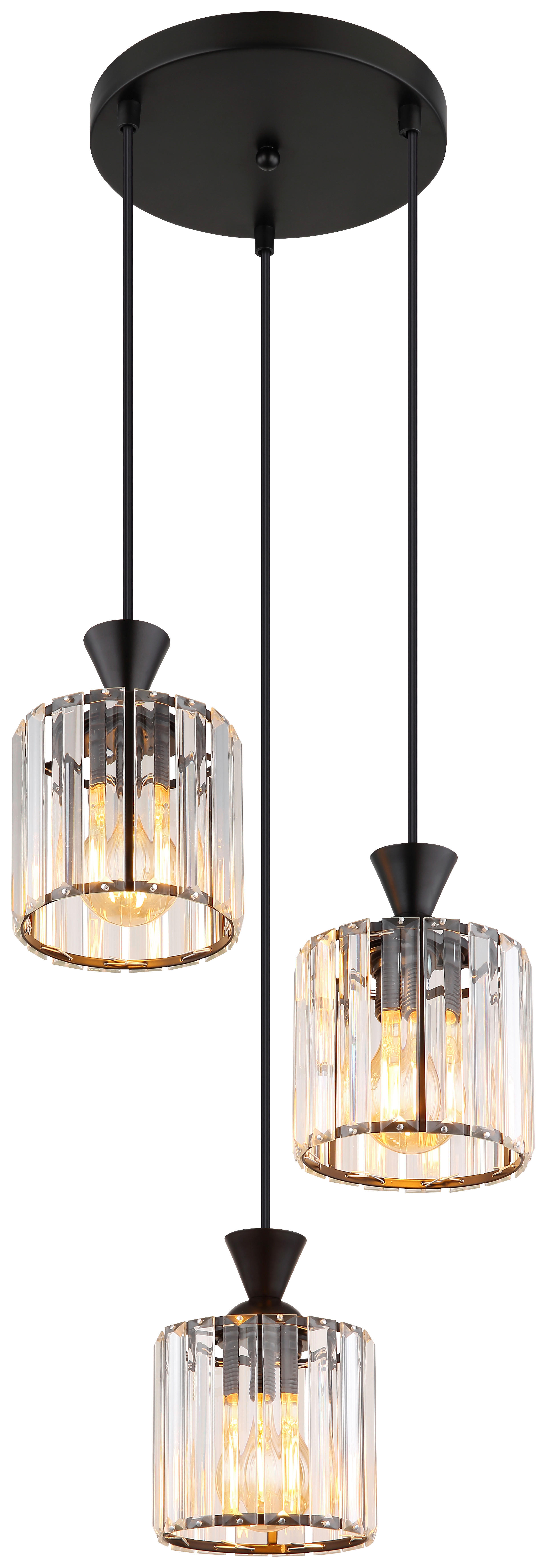 Pendelleuchte Metall Acryl L/D: ca. 120x32 cm E27 3 Brennstellen Pendelleuchte_Jordana - (32,00cm)