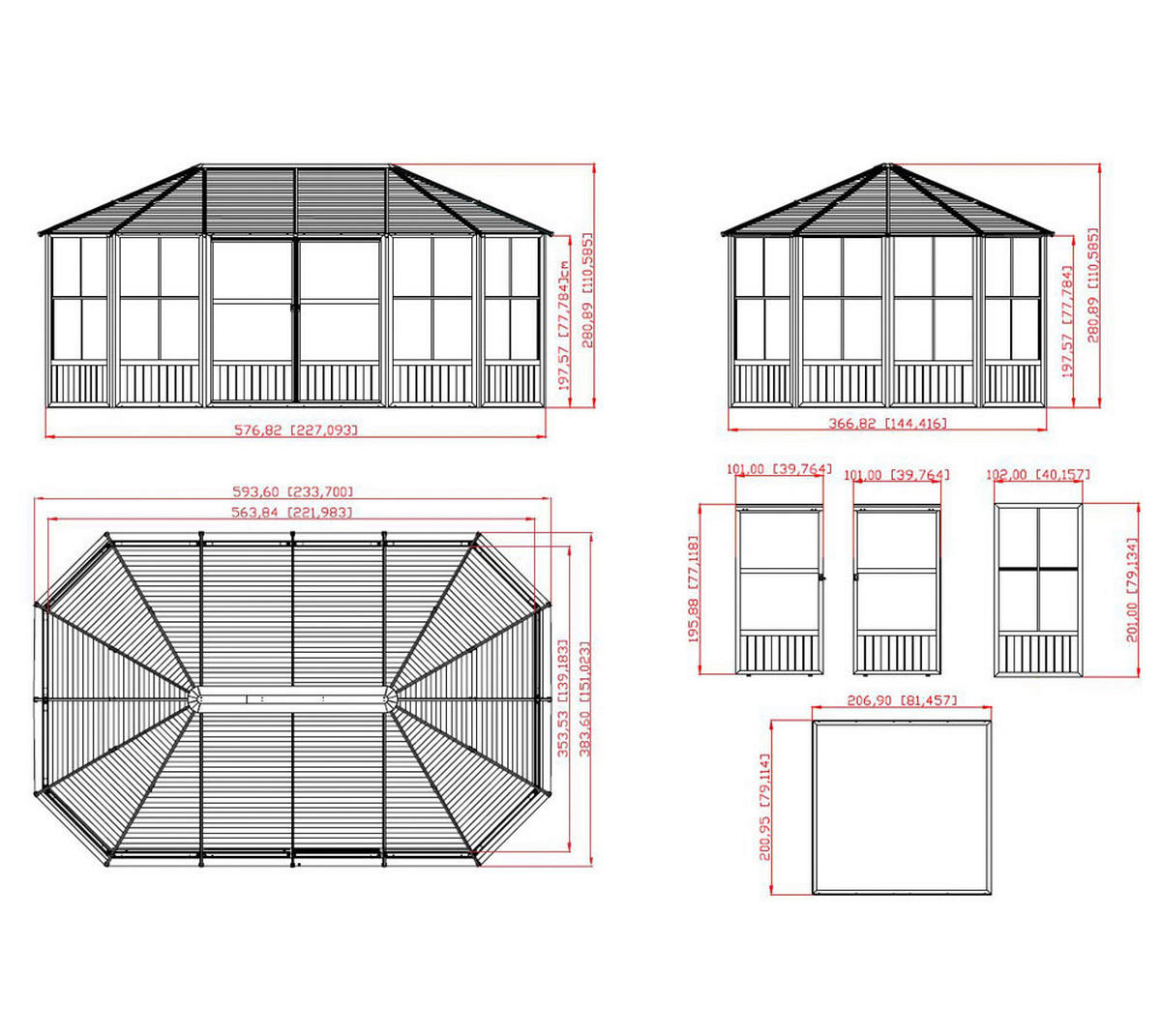 Sojag Kaltwintergarten Charleston anthrazit Aluminium B/H/T: ca. 594x281x384 cm Charleston - anthrazit (594,00/281,00/384,00cm) - Sojag