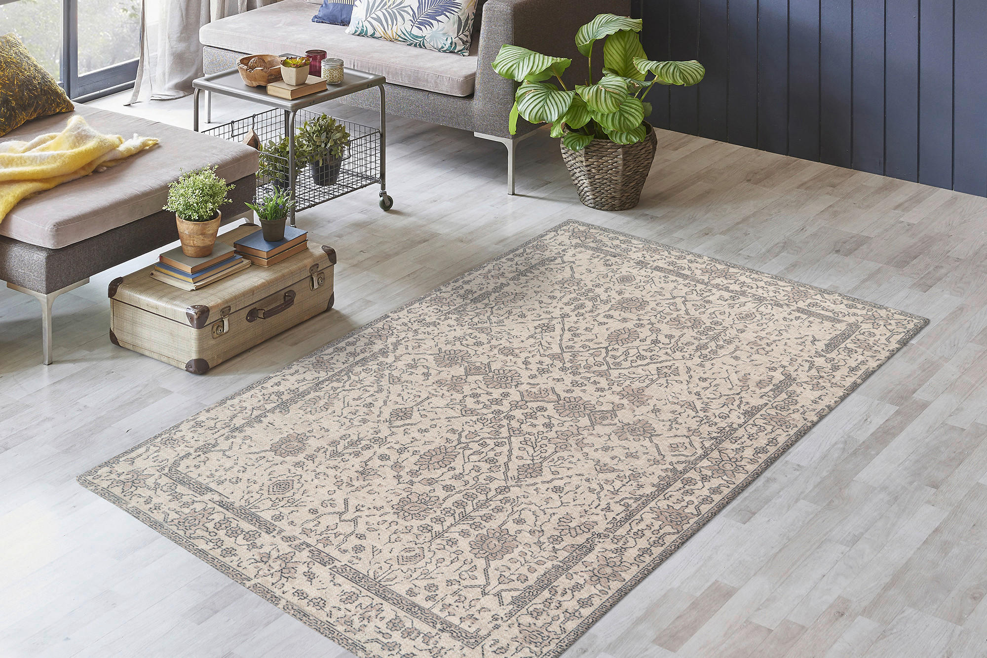 Kayoom Flachflorteppich Perry 125 creme B/L: ca. 80x150 cm Perry 125 - creme (80,00/150,00cm) - Kayoom