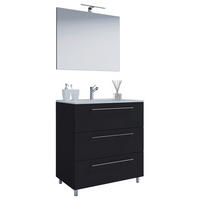 Waschplatz 3tlg-Schubo schwarz B/H/T: ca. 80x86x46 cm 3tlg-Schubo - schwarz (80,00/86,00/46,00cm) - VCM Möbel