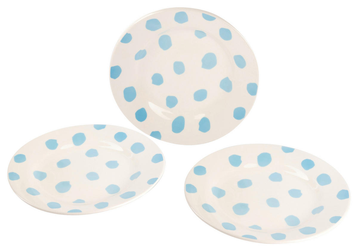 CASA SAMANTHA Teller SABOR blau Steinzeug 3 tlg. SABOR - blau/weiß (26,00cm) - CASA SAMANTHA