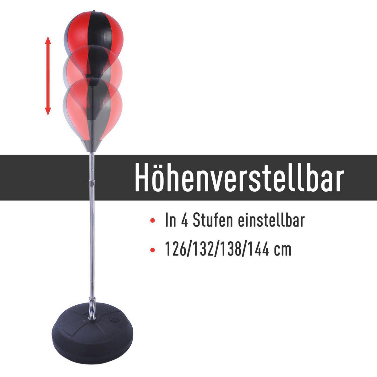 HOMCOM Punchingballset schwarz Metall H/D: ca. 146,5x43 cm Punchingballset - rot/schwarz (43,00/146,50cm) - HOMCOM