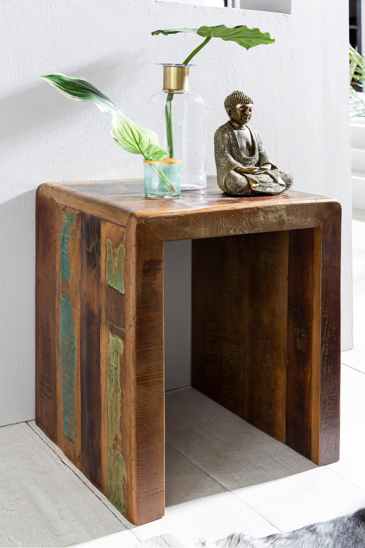 Beistelltisch braun Holz B/H/T: ca. 45x55x40 cm Beistelltisch Kalkutta - braun (45,00/55,00/40,00cm) - Wohnling