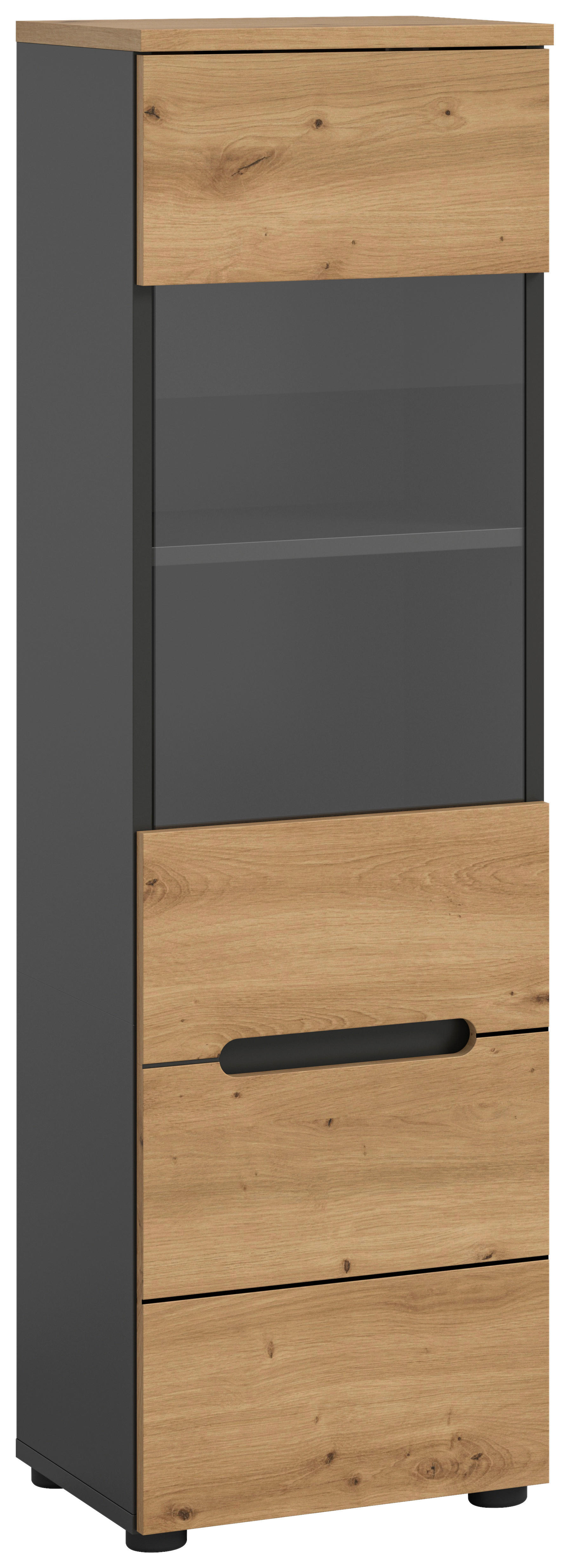 Vitrine Canu basaltgrau Nachbildung Artisan Oak Nachbildung B/H/T: ca. 36x125x33 cm Canu - basaltgrau (36,00/125,00/33,00cm) - xonox.home
