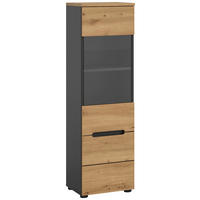 Vitrine Canu basaltgrau Nachbildung Artisan Oak Nachbildung B/H/T: ca. 36x125x33 cm Canu - basaltgrau (36,00/125,00/33,00cm) - xonox.home