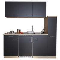 Respekta Küchenblock Economy schwarz B/H/T: ca. 180x200x60 cm Economy - Eiche/schwarz (180,00/200,00/60,00cm) - Respekta