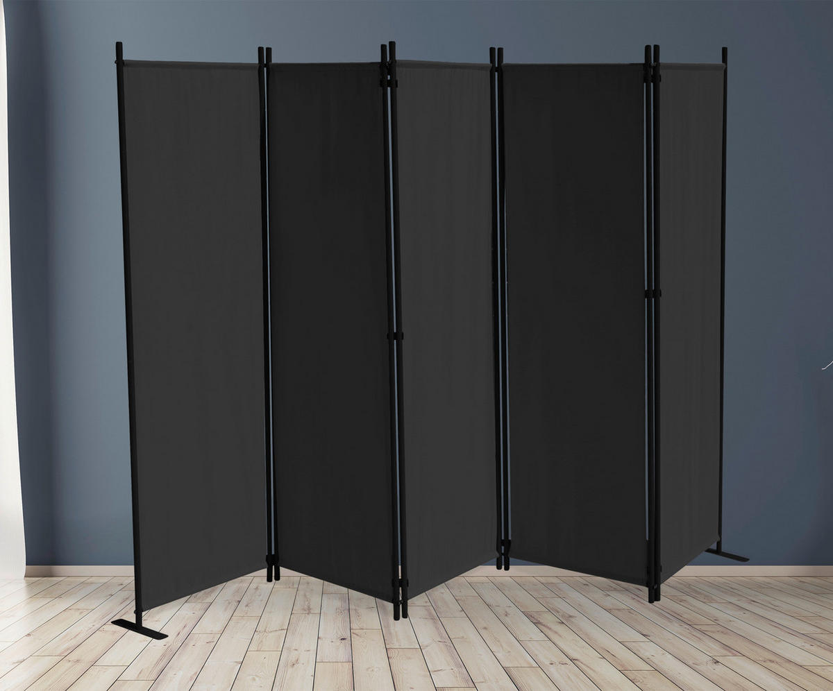 Grasekamp Paravent 5-teilig schwarz Polyester B/H: ca. 268x167 cm 5-teilig - schwarz (268,00/167,00cm) - Grasekamp