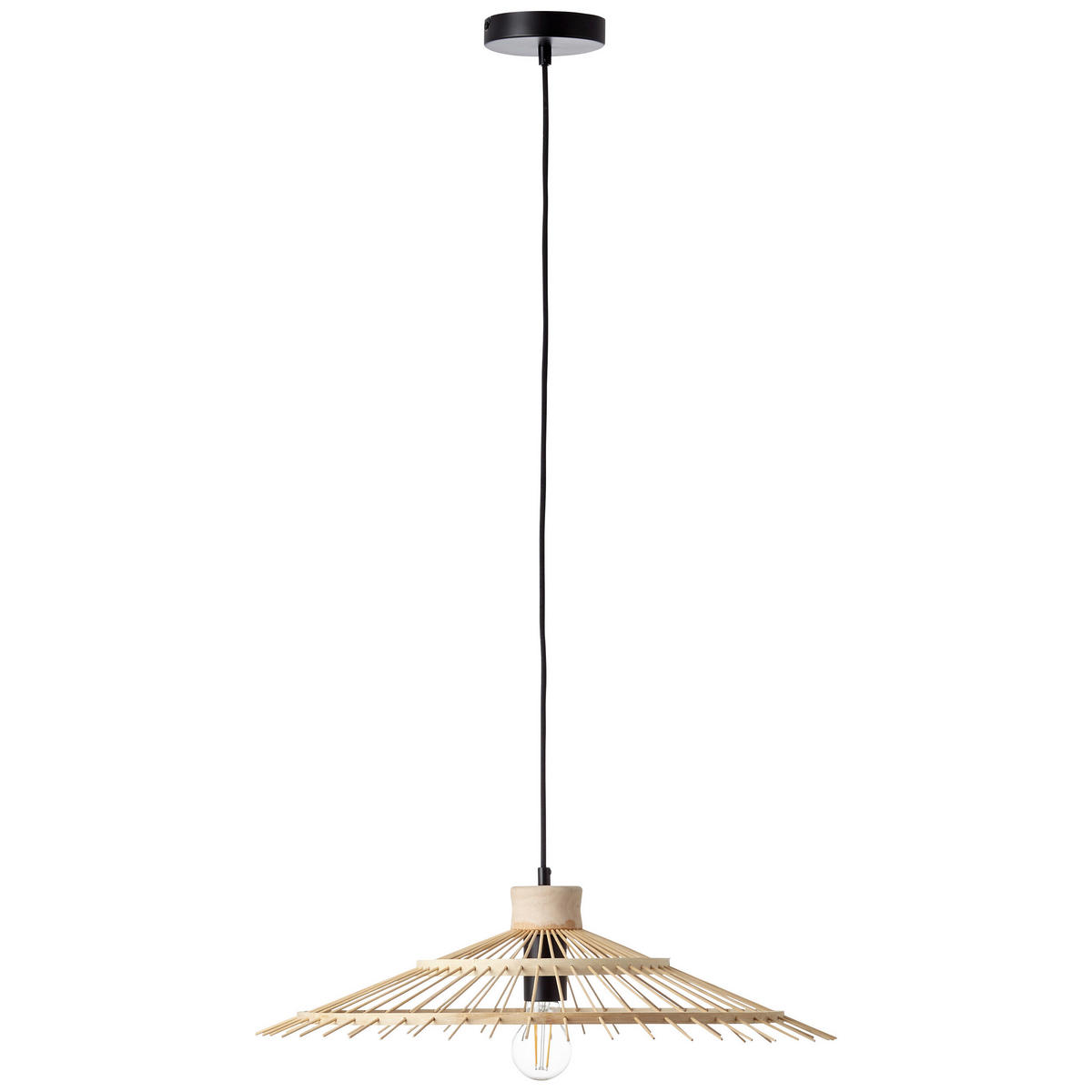 Brilliant Pendelleuchte Pirae 99248/76 schwarz natur Metall Bambus H/D: ca. 100x57,5 cm E27 1 Brennstellen Pirae - natur/schwarz (57,50/100,00cm) - Brilliant