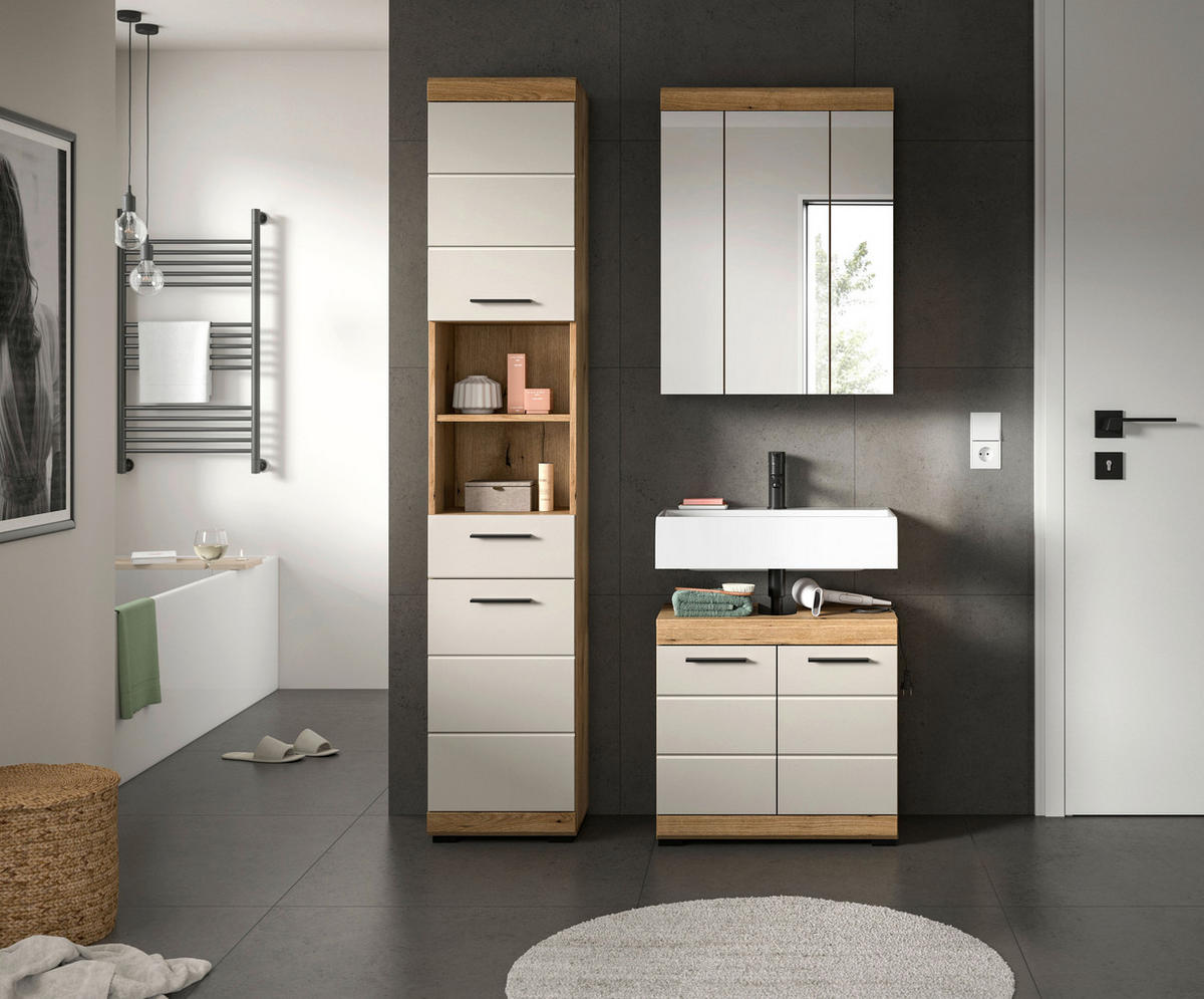 Badezimmer-Set Scout Evoke Oak Nachbildung Kaschmirgrau Nachbildung B/H/T: ca. 112x191x34 cm Scout - Kaschmirgrau (112,00/191,00/34,00cm) - xonox.home