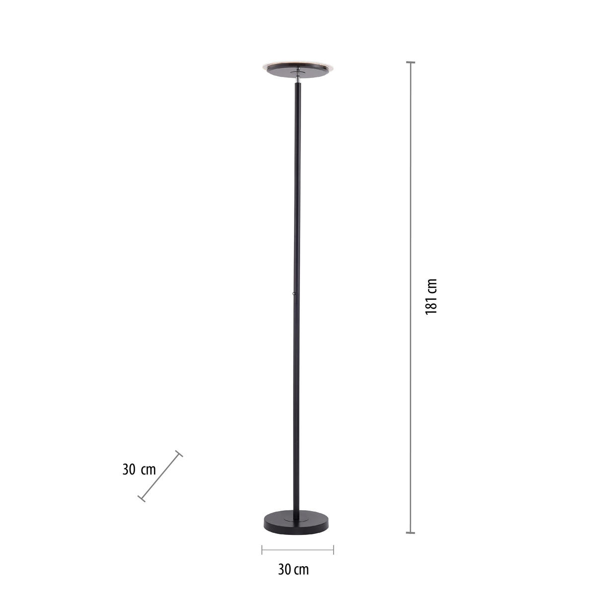 Just Light LED-Deckenfluter HANS 11729-18 schwarz Kunststoff Eisen H/D: ca. 181x30 cm 1 Brennstellen HANS - schwarz (30,00/181,00cm) - Just Light