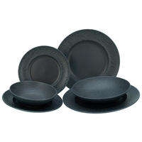 CreaTable Tellerset Rondo Black Schiefer schwarz Keramik 12 tlg. Rondo Black Schiefer - schwarz (40,00/43,00/37,00cm) - CreaTable