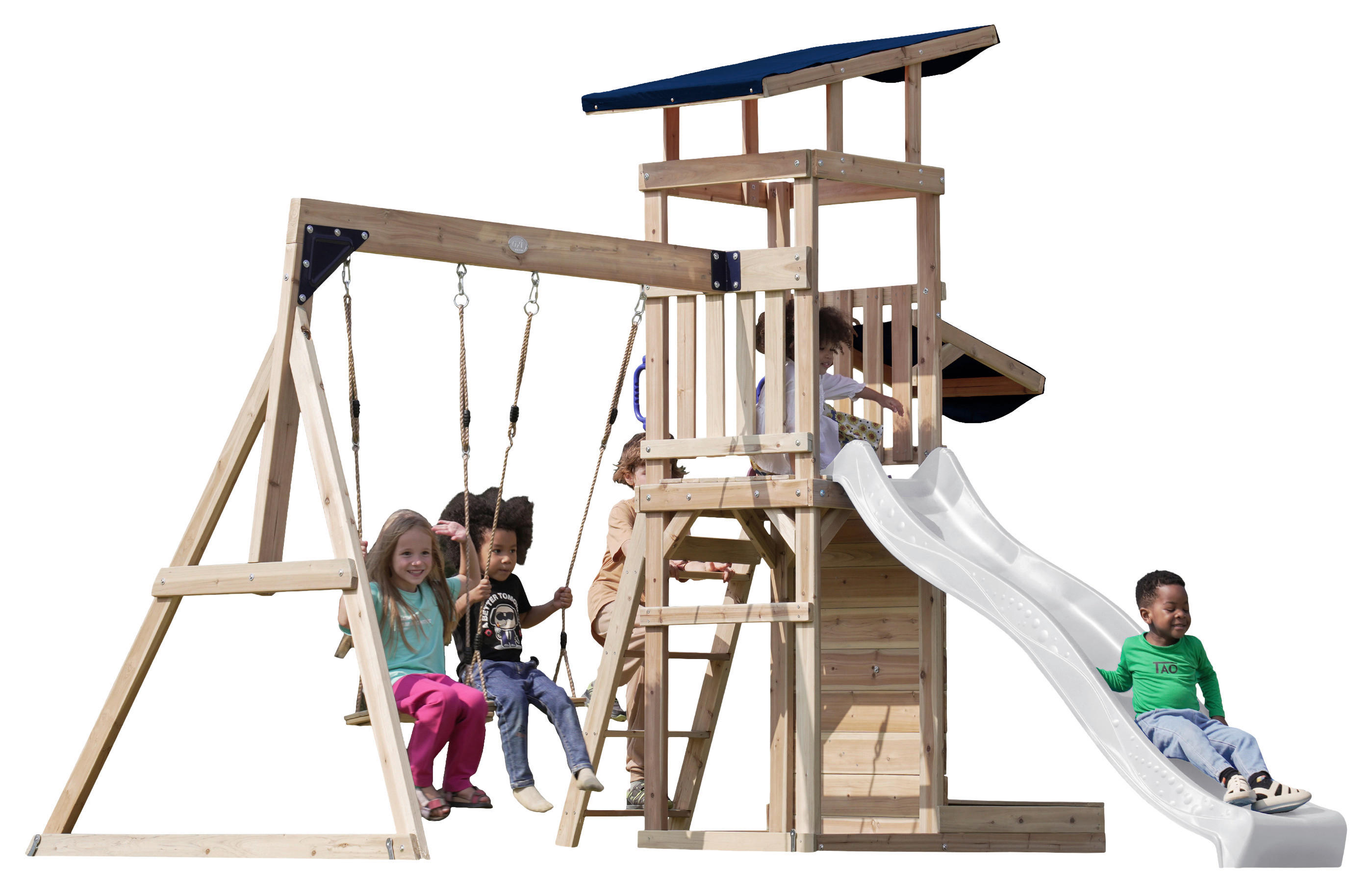 AXI Spielturm Malik weiß B/H/L: ca. 345x270x336 cm Malik - braun/weiß (336,00/345,00/270,00cm) - AXI