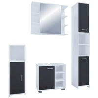 Badezimmer-Set Zalo weiß schwarz Zalo - weiß/schwarz - VCM Möbel
