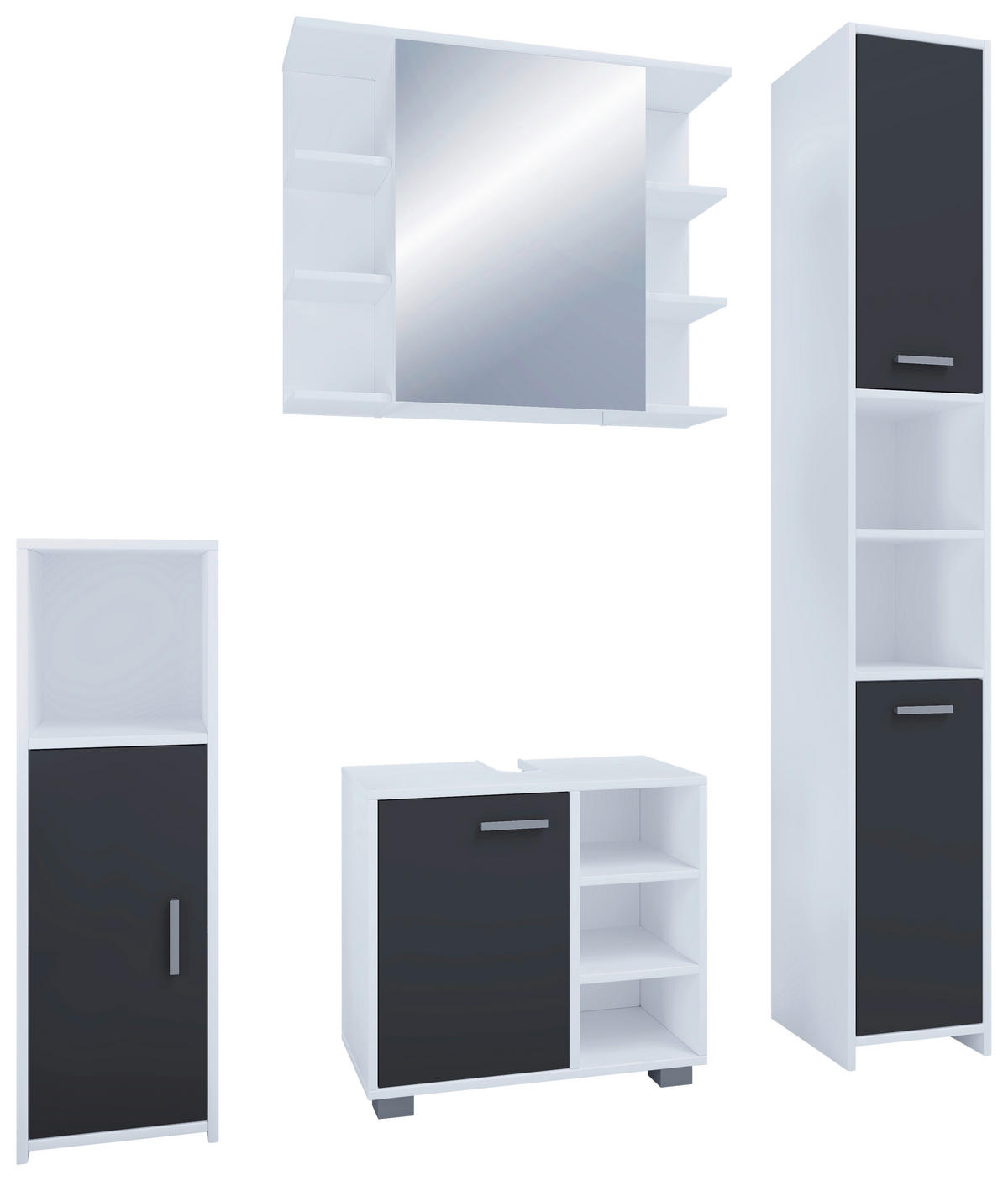 Badezimmer-Set Zalo weiß schwarz Zalo - weiß/schwarz - VCM Möbel