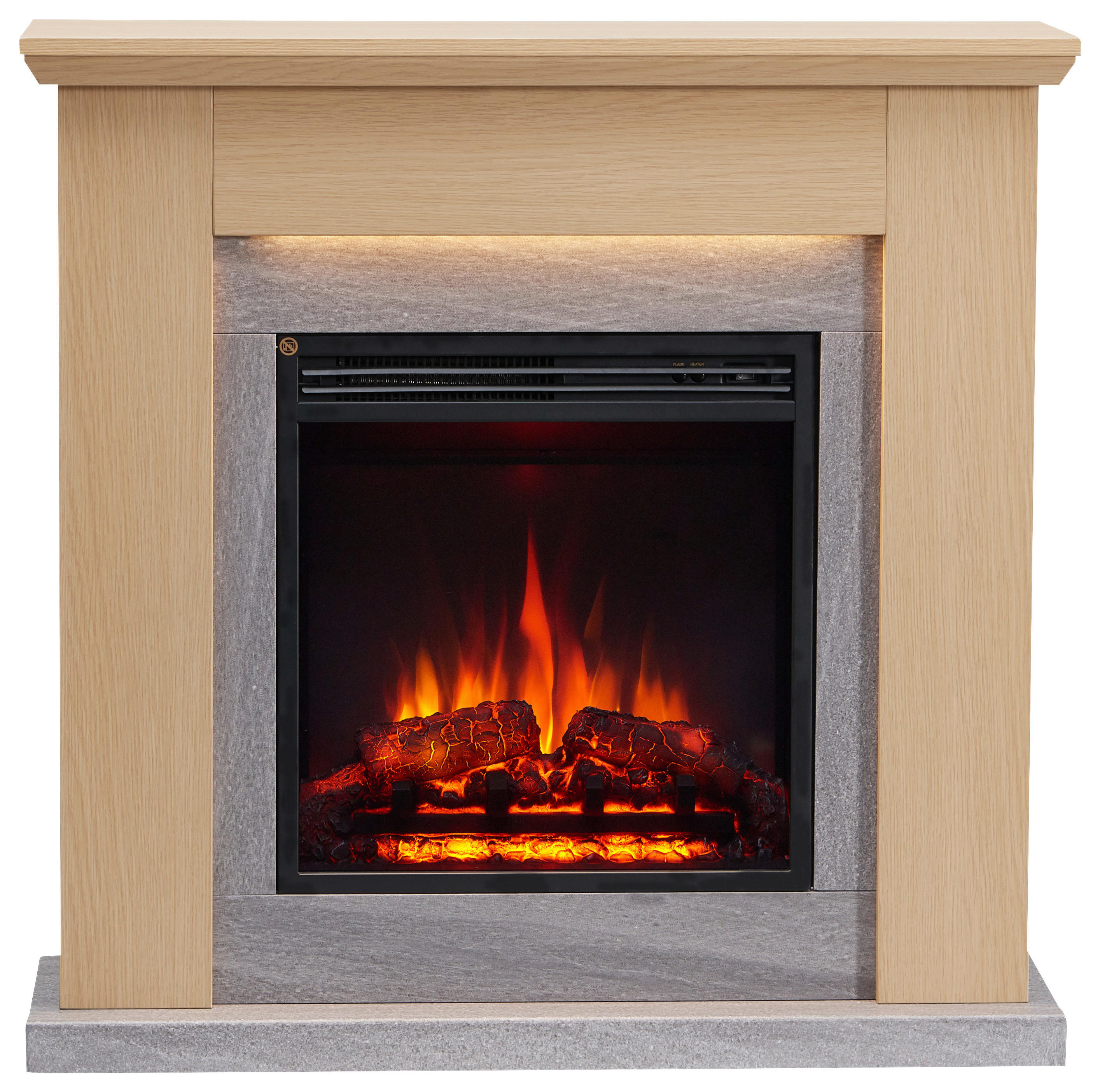 Balderia Elektrischer Kamin Elektrischer-Kamin Pandora hellbraun MDF Metall B/H/T: ca. 89x88,3x25 cm ca. 2000 W El.-Kamin Pandora EF374A-MT374B-NO - hellbraun (89,00/88,30/25,00cm) - Balderia