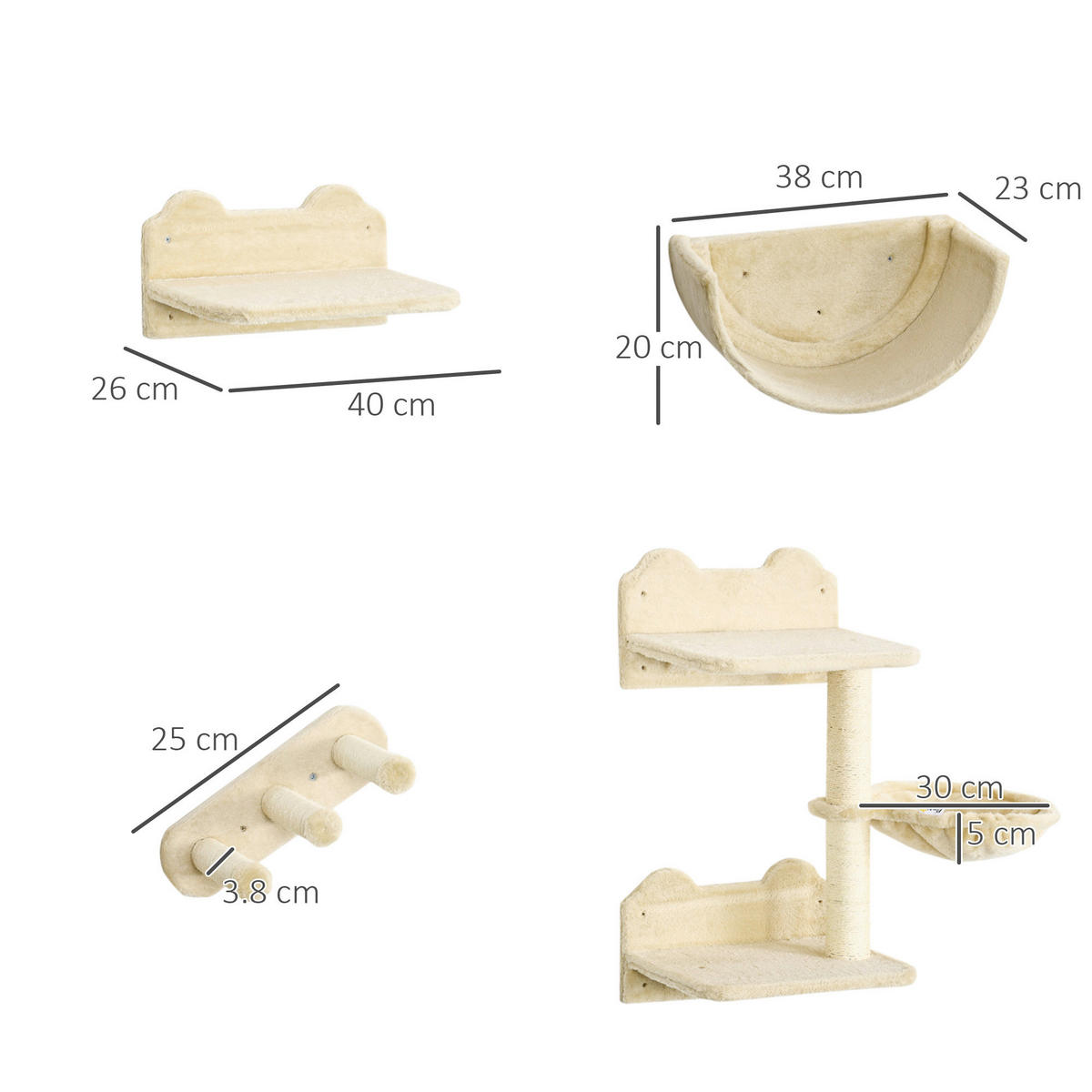 PawHut Katzen Kletterwand beige Polyester B/H/L: ca. 28x73x40 cm Katzen Kletterwand - beige (40,00/28,00/73,00cm) - PawHut