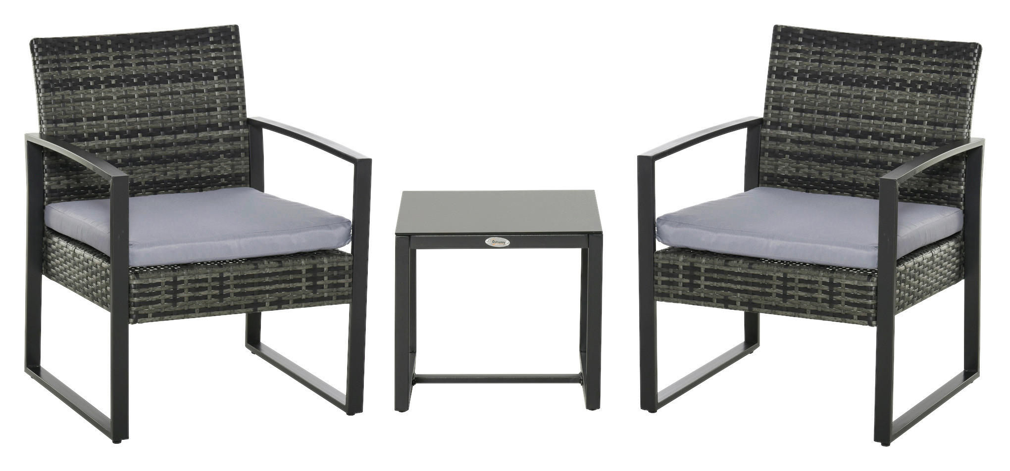 Outsunny Sitzgruppe grau Polyrattan B/H/L: ca. 57x63x76 cm Gartenmöbel-Set - grau (76,00/57,00/63,00cm) - Outsunny