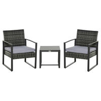 Outsunny Sitzgruppe grau Polyrattan B/H/L: ca. 57x63x76 cm Gartenmöbel-Set - grau (76,00/57,00/63,00cm) - Outsunny
