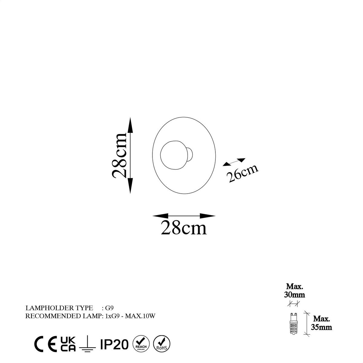 Opviq Wandleuchte Kurt Kupfer Metall B/H/T/L/D: ca. 28x26x28x28x28 cm G9 1 Brennstellen Kurt - Kupfer (28,00/28,00/26,00cm) - Opviq