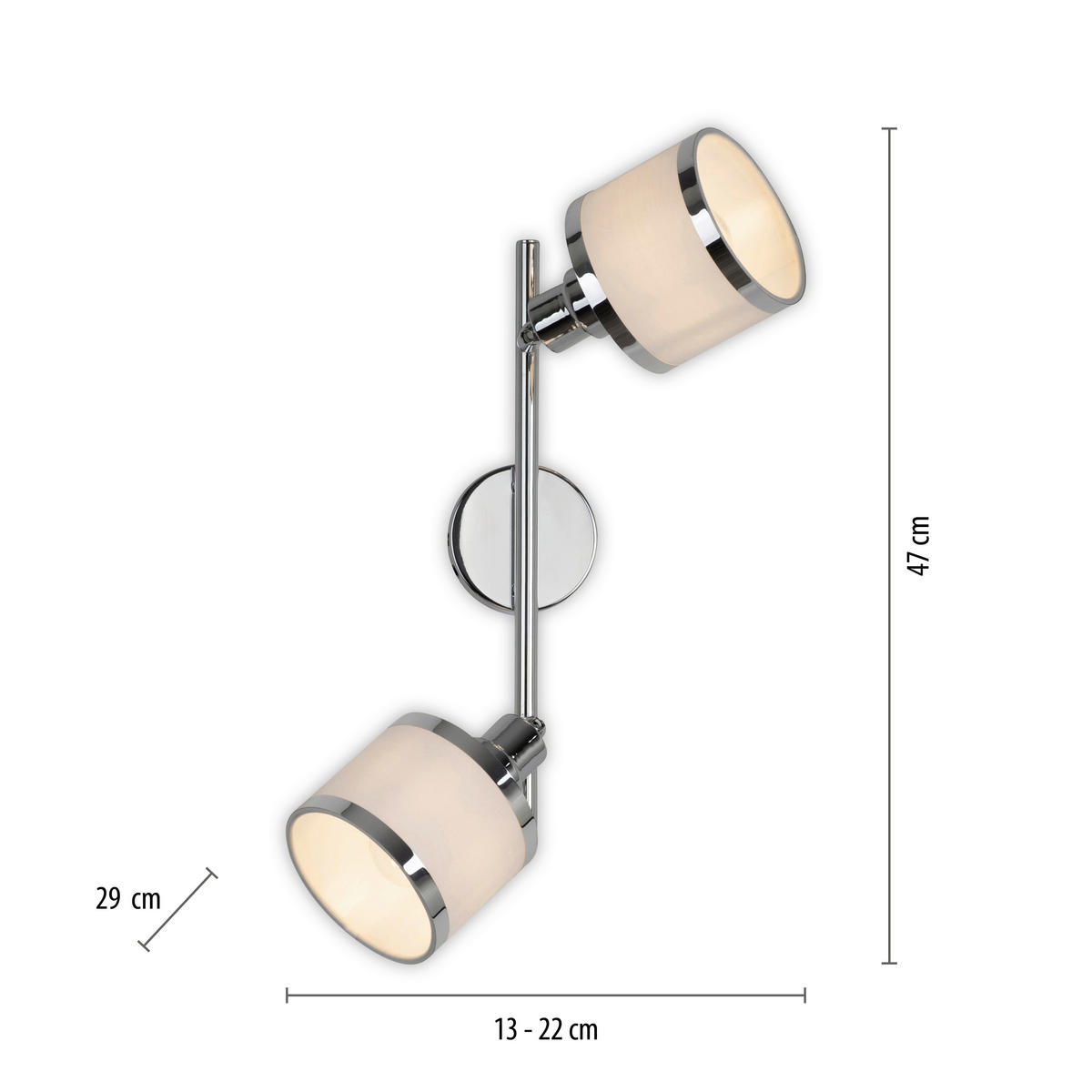 Just Light Spot ACCOR 15372-17 Chrom weiß Kunststoff B/H/L: ca. 29x22x47 cm E14 2 Brennstellen ACCOR - weiß/Chrom (47,00/29,00/22,00cm) - Just Light