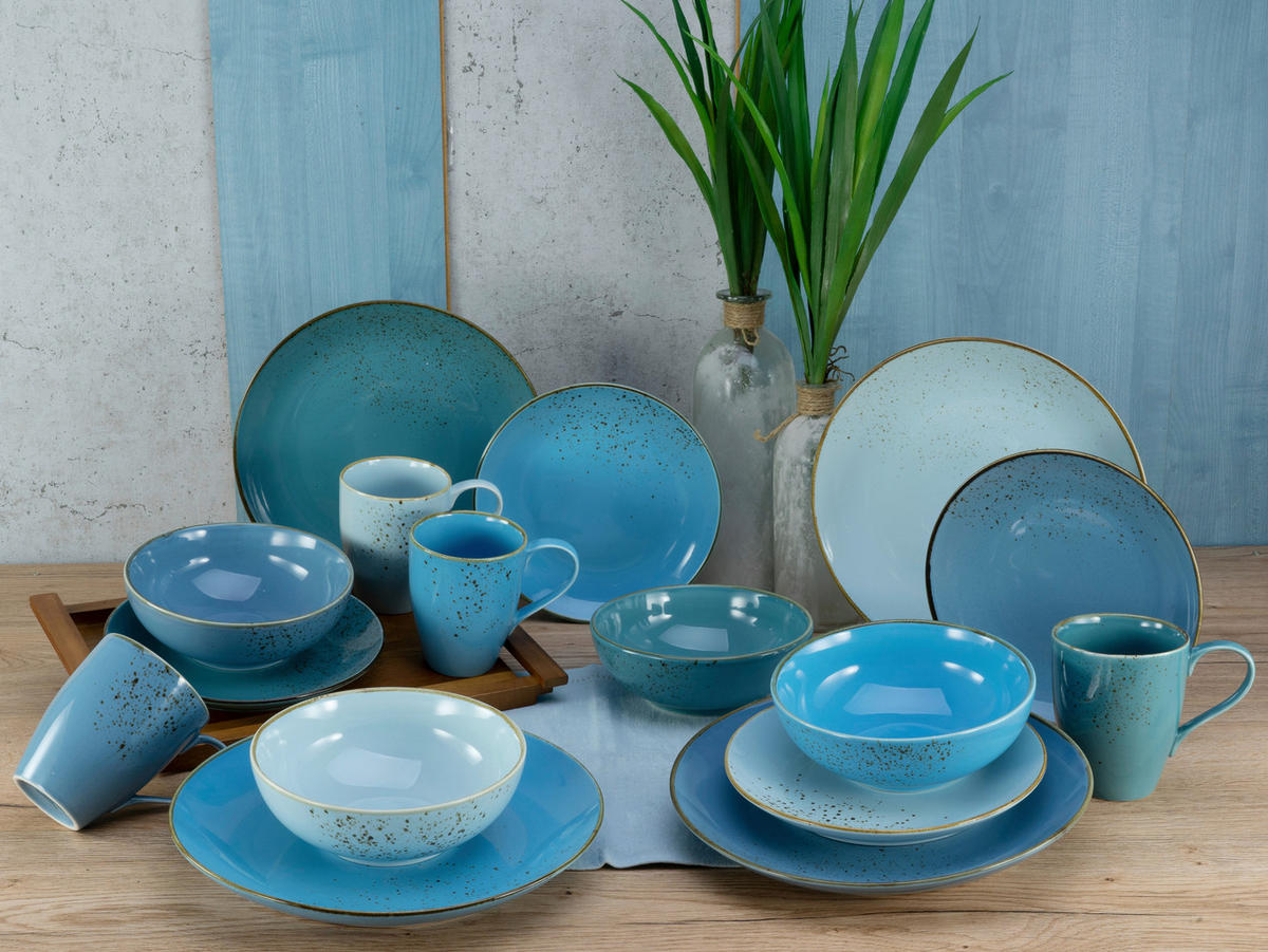 CreaTable Kombiservice Nature Collection Aqua blau Keramik 16 tlg. Nature Collection Aqua - blau - CreaTable