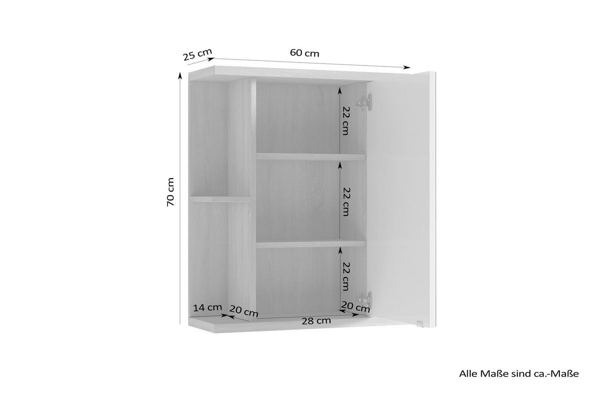 Spiegelschrank NEBRASKA anthrazit B/H/T: ca. 60x70x25 cm NEBRASKA - anthrazit (60,00/70,00/25,00cm) - byLIVING
