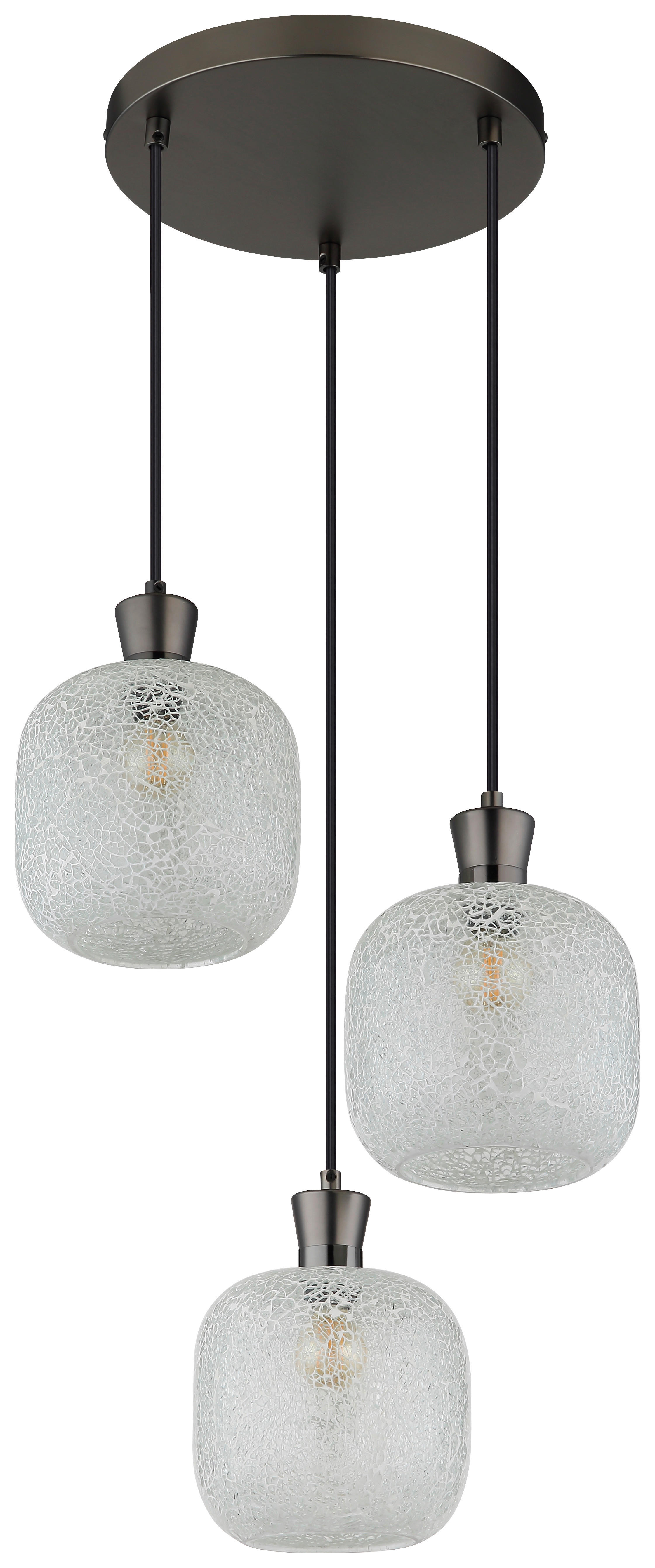GLOBO Hängeleuchte schwarz Chrom Glas Metall B/H/L: ca. 21x37x37 cm E14 3 Brennstellen Hängeleuchte-Brokana - schwarz/Chrom (37,00/21,00/37,00cm) - GLOBO