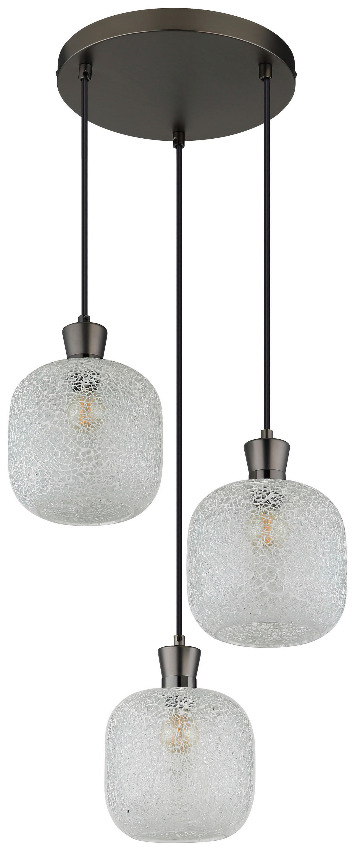 GLOBO Hängeleuchte schwarz Chrom Glas Metall B/H/L: ca. 21x37x37 cm E14 3 Brennstellen Hängeleuchte-Brokana - schwarz/Chrom (37,00/21,00/37,00cm) - GLOBO