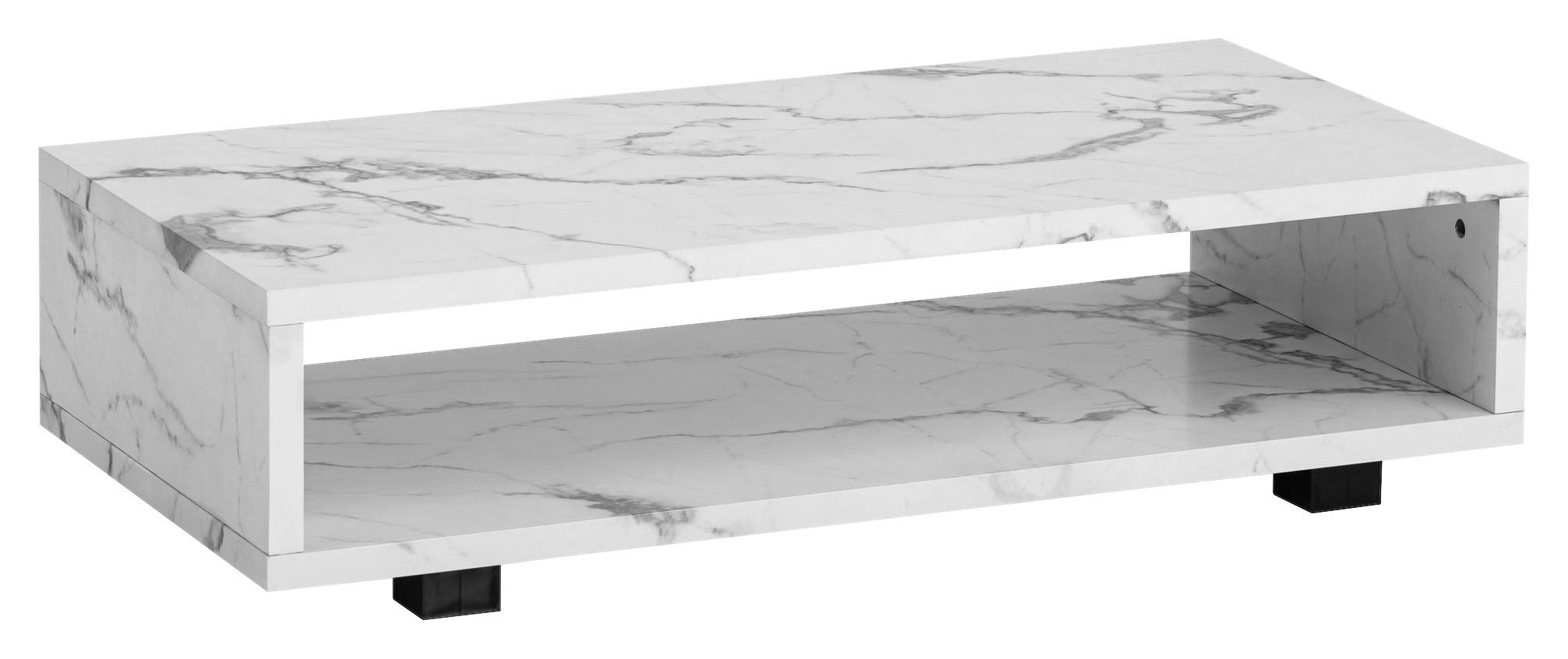 Couchtisch weiß Marmor Optik B/H/T: ca. 100x25x50 cm Couchtisch - weiß (100,00/25,00/50,00cm) - Wohnling