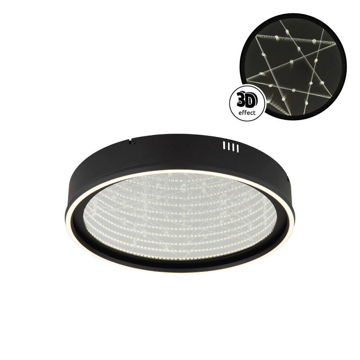 GLOBO Deckenleuchte klar Opal schwarz Glas Aluminium Kunststoff H/D: ca. 8,5x51,5 cm 1 Brennstellen Mirrora - klar/schwarz (51,50/8,50cm) - GLOBO