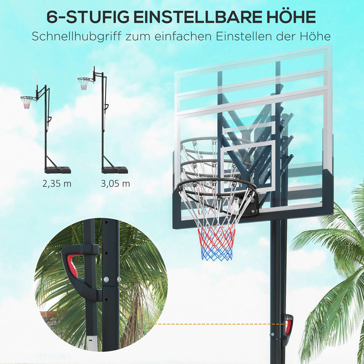 SPORTNOW Basketballkorb mit Ständer schwarz Kunststoff B/H/L: ca. 60x365x90 cm Basketballkorb mit Ständer - schwarz (90,00/60,00/365,00cm) - SPORTNOW