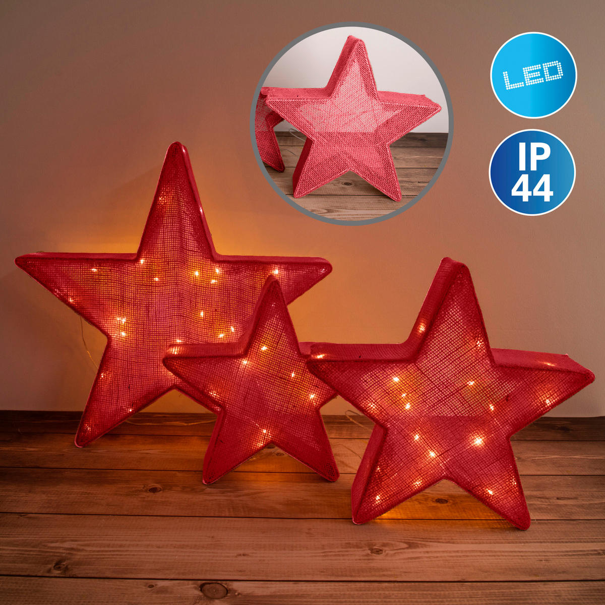 Näve Leuchten LED-Dekoleuchte LED-Dekostern - rot (10,00/48,00/50,00cm) - Näve Leuchten