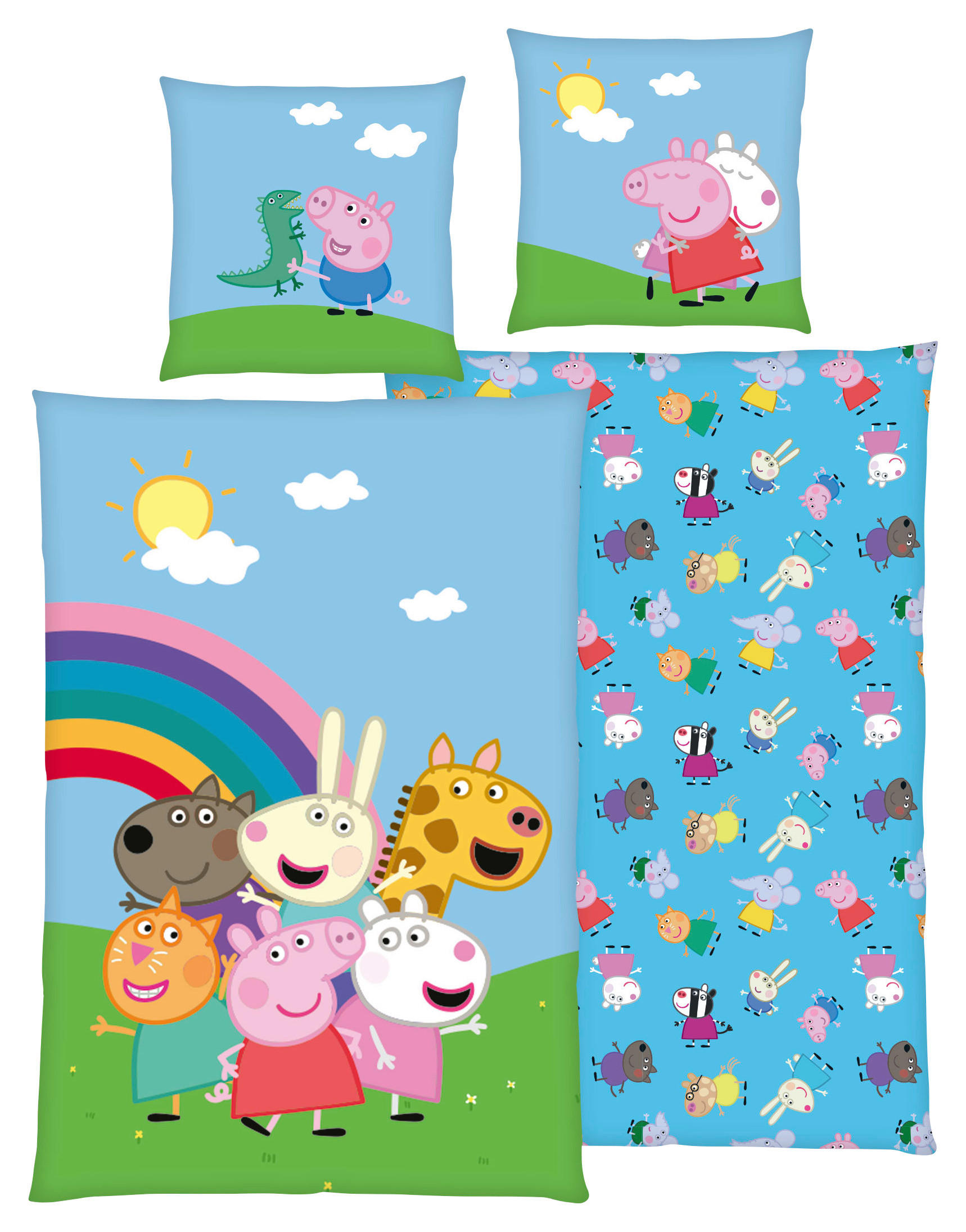 Baumwoll Wende Bettwäsche Peppa Pig Renforce Multi Baumwolle B/L: ca. 135x200 cm