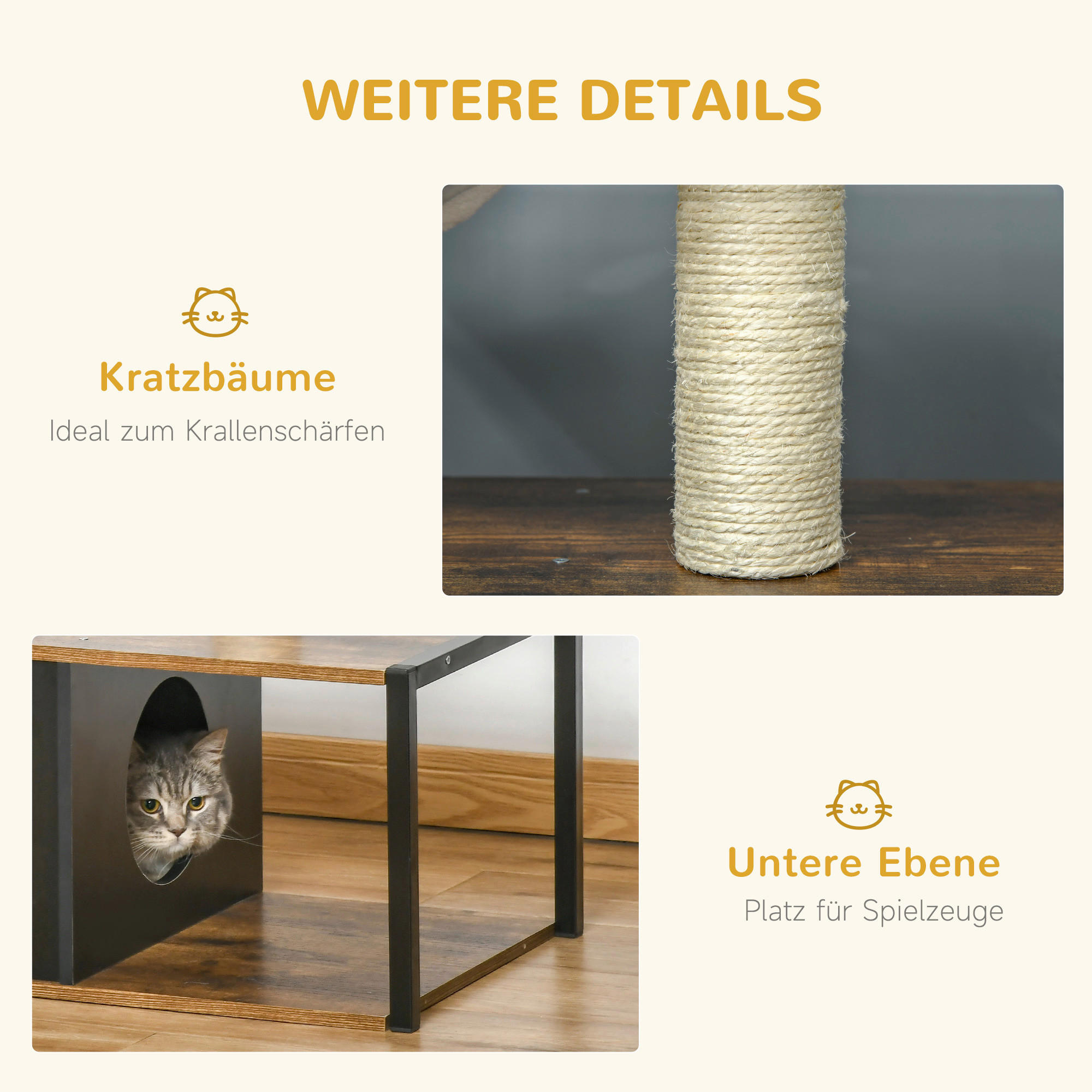 PawHut Katzenhaus braun Stahl B/H/L: ca. 40x60x64 cm Katzenhaus - braun/schwarz (64,00/40,00/60,00cm) - PawHut