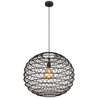 GLOBO Pendelleuchte schwarz mattschwarz Metall Papier H/D: ca. 120x59 cm E27 1 Brennstellen SENNI - schwarz/mattschwarz (59,00/120,00cm) - GLOBO