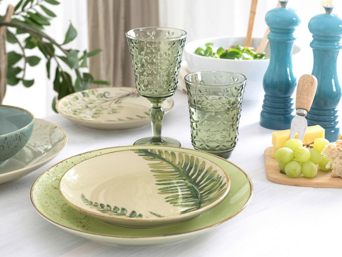 CreaTable Kombiservice Nature Collection Botanica grün Keramik 16 tlg. Nature Collection Botanica - grün - CreaTable