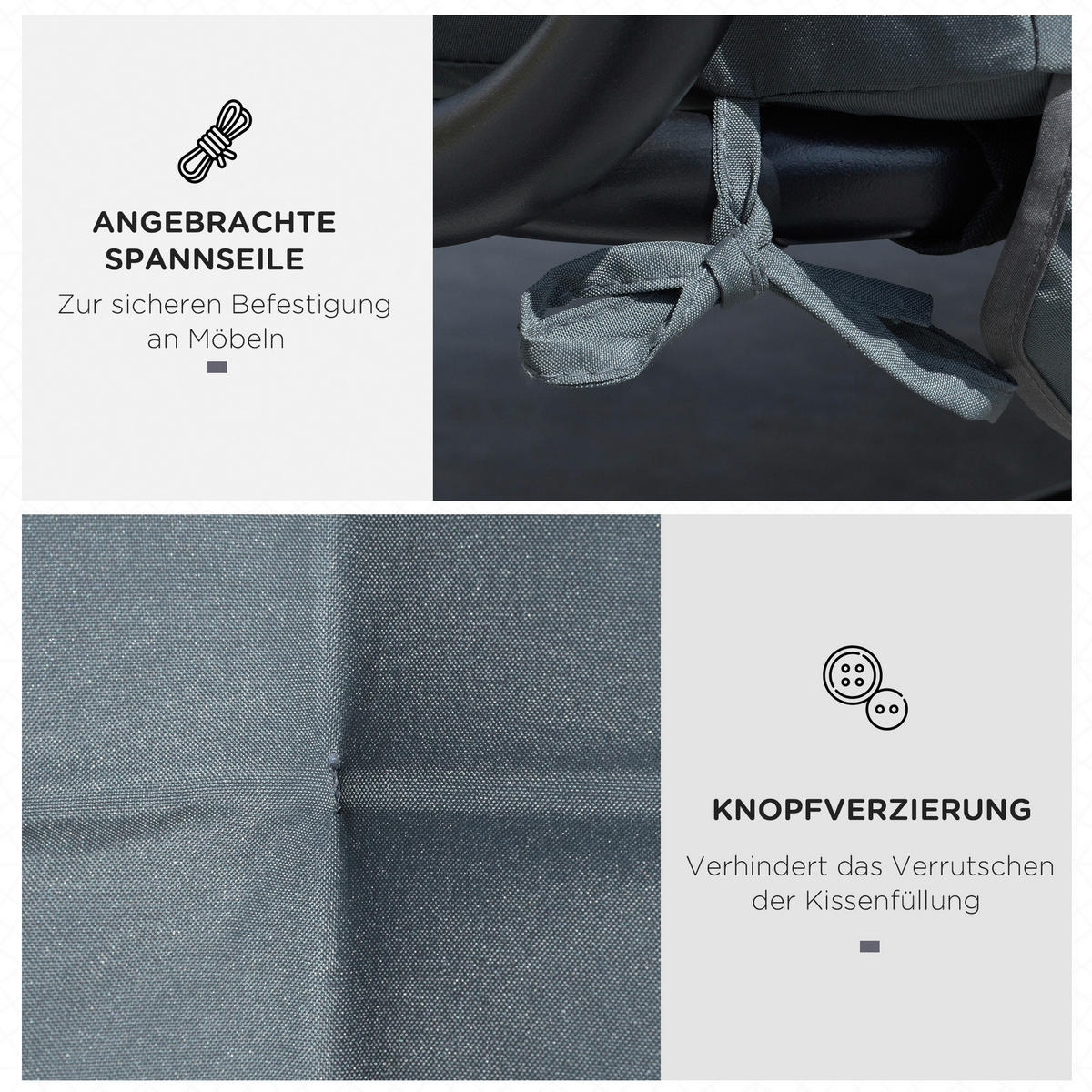 Outsunny Sitzkissen dunkelgrau Schaumstoff B/H/L: ca. 100x8x170 cm Sitzkissen - dunkelgrau (170,00/100,00/8,00cm) - Outsunny