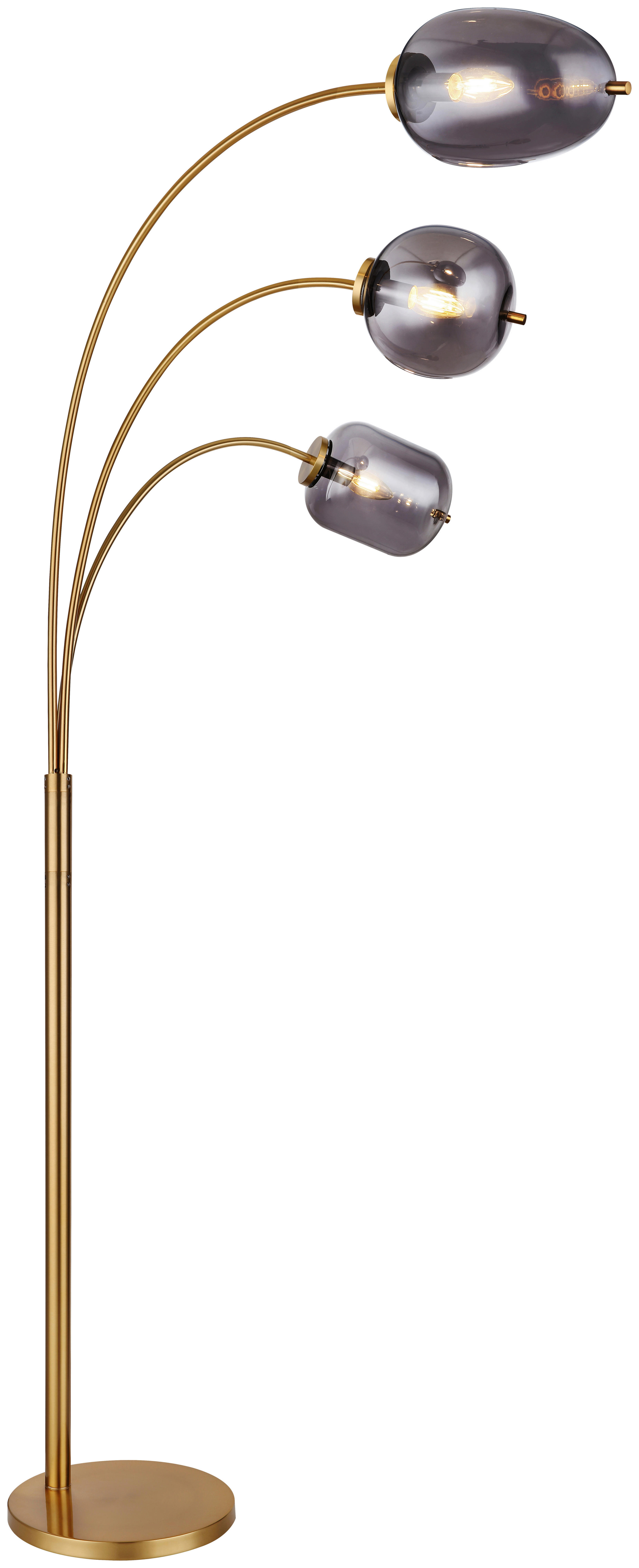 GLOBO Stehleuchte messing Glas Metall B/H/T: ca. 60x175x80 cm 3 Brennstellen 15345-3SMM - messing (60,00/175,00/80,00cm) - GLOBO