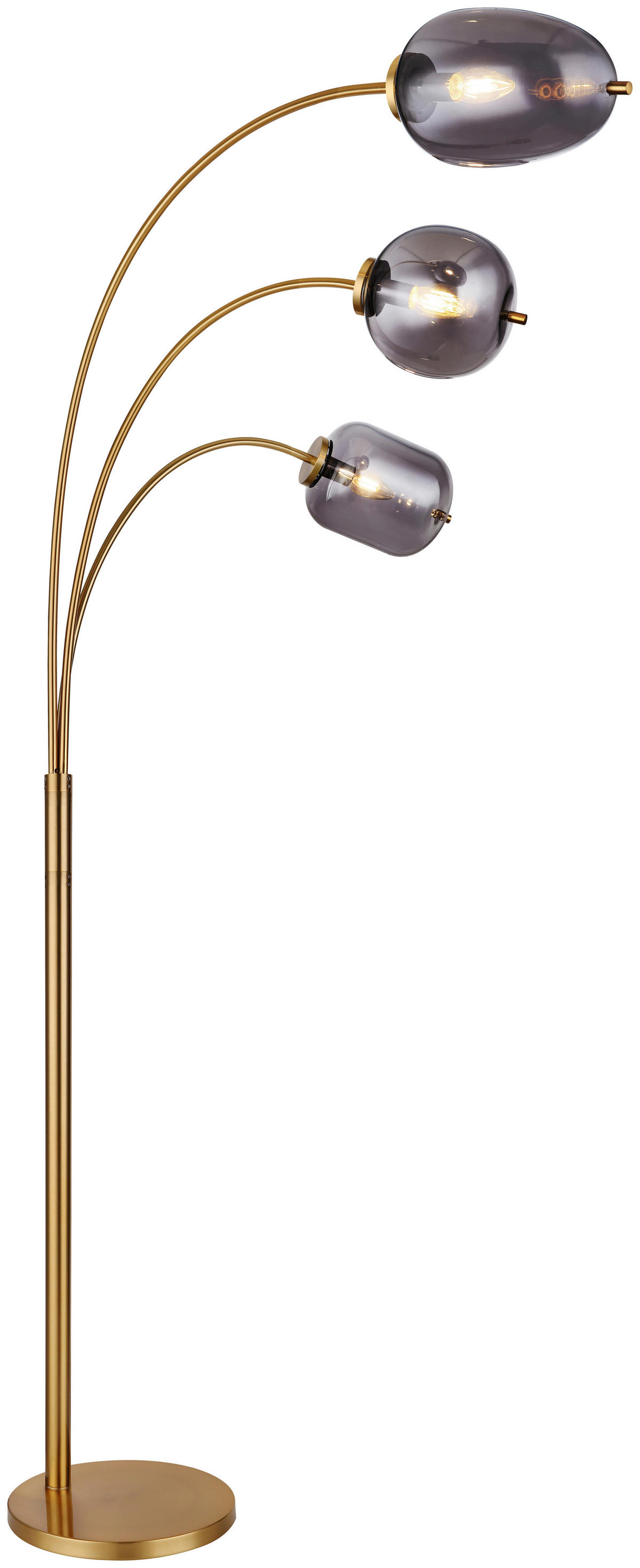 GLOBO Stehleuchte messing Glas Metall B/H/T: ca. 60x175x80 cm 3 Brennstellen 15345-3SMM - messing (60,00/175,00/80,00cm) - GLOBO